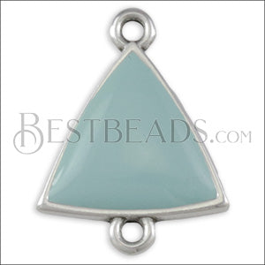 Triangle Connector Charm SILVER EPOXY - Pale Jade - 10 pcs