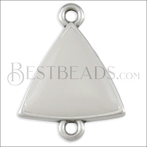 Triangle Connector Charm SILVER EPOXY - White - 10 pcs