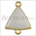 Triangle Connector Charm GOLD EPOXY - White - 10 pcs