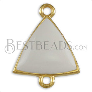Triangle Connector Charm GOLD EPOXY - White - 10 pcs