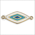 Gradient Rhombus connector charm GOLD EPOXY - White Mix - 10 pcs