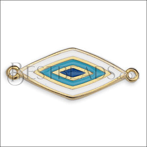 Gradient Rhombus connector charm GOLD EPOXY - White Mix - 10 pcs