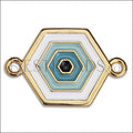 Hexagon Connector Charm GOLD EPOXY - White Mix - 5 pcs