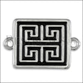 Ancient Greek Square Connector Charm SILVER EPOXY - Black - 10 pcs