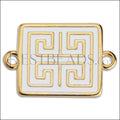 Ancient Greek Square Connector Charm GOLD EPOXY - White - 10 pcs