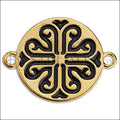 Ornamental Disc Connector Charm GOLD EPOXY - Black - 10 pcs
