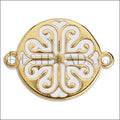 Ornamental Disc Connector Charm GOLD EPOXY - White - 10 pcs