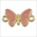 Butterfly Connector Charm GOLD EPOXY - Coral - 10 pcs