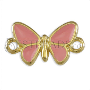 Butterfly Connector Charm GOLD EPOXY - Coral - 10 pcs