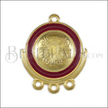 Statement 3-Loop Connector Charm GOLD EPOXY - Burgundy - 10 pcs