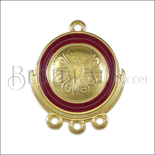 Statement 3-Loop Connector Charm GOLD EPOXY - Burgundy - 10 pcs