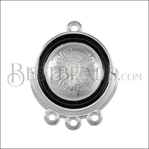 Statement 3-Loop Connector Charm SILVER EPOXY - Black - 10 pcs