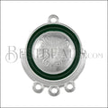 Statement 3-Loop Connector Charm SILVER EPOXY - Emerald - 10 pcs