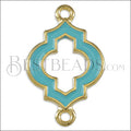 Open Moroccan Connector Charm GOLD EPOXY - Aqua - 10 pcs