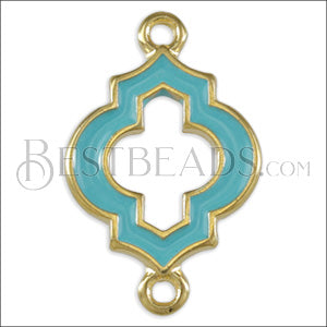 Open Moroccan Connector Charm GOLD EPOXY - Aqua - 10 pcs