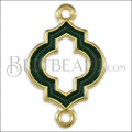 Open Moroccan Connector Charm GOLD EPOXY - Emerald - 10 pcs