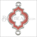 Open Moroccan Connector Charm SILVER EPOXY - Coral - 10 pcs