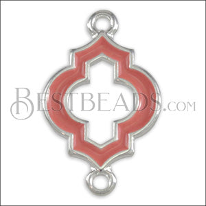 Open Moroccan Connector Charm SILVER EPOXY - Coral - 10 pcs