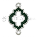 Open Moroccan Connector Charm SILVER EPOXY - Emerald - 10 pcs