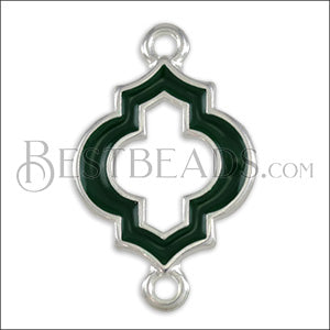 Open Moroccan Connector Charm SILVER EPOXY - Emerald - 10 pcs