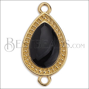 23mm Dotted Drop connector charm GOLD EPOXY - Black - 5 pcs
