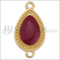 23mm Dotted Drop connector charm GOLD EPOXY - Burgundy - 5 pcs