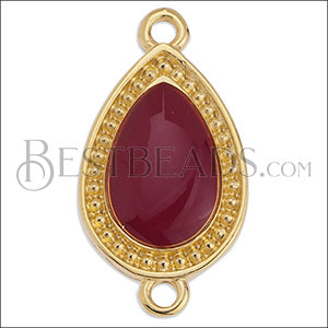 23mm Dotted Drop connector charm GOLD EPOXY - Burgundy - 5 pcs