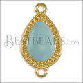 23mm Dotted Drop connector charm GOLD EPOXY - Pale Jade - 5 pcs