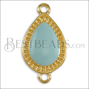 23mm Dotted Drop connector charm GOLD EPOXY - Pale Jade - 5 pcs