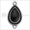 23mm Dotted Drop connector charm SILVER EPOXY - Black - 5 pcs