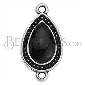 23mm Dotted Drop connector charm SILVER EPOXY - Black - 5 pcs