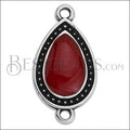 23mm Dotted Drop connector charm SILVER EPOXY - Burgundy -5 pcs