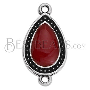 23mm Dotted Drop connector charm SILVER EPOXY - Burgundy -5 pcs