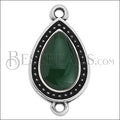 23mm Dotted Drop connector charm SILVER EPOXY - Emerald - 5 pcs
