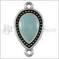 23mm Dotted Drop connector charm SILVER EPOXY - Pale Jade - 5 pcs