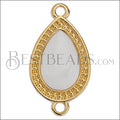 23mm Dotted Drop connector charm GOLD EPOXY - White - 5 pcs