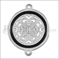 Ornate Filigree Disc connector charm SILVER EPOXY - Black - 5 pcs