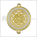 Ornate Filigree Disc connector charm GOLD EPOXY - White - 5 pcs