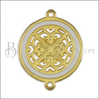 Ornate Filigree Disc connector charm GOLD EPOXY - White - 5 pcs