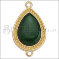 27mm Dotted Drop connector charm GOLD EPOXY - Emerald - 5 pcs