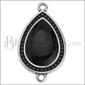 27mm Dotted Drop connector charm SILVER EPOXY - Black - 5 pcs