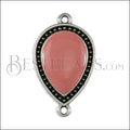 27mm Dotted Drop connector charm SILVER EPOXY - Coral - 5 pcs