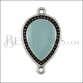 27mm Dotted Drop connector charm SILVER EPOXY - Pale Jade - 5 pcs