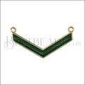 V connector charm GOLD EPOXY - Emerald - 5 pcs
