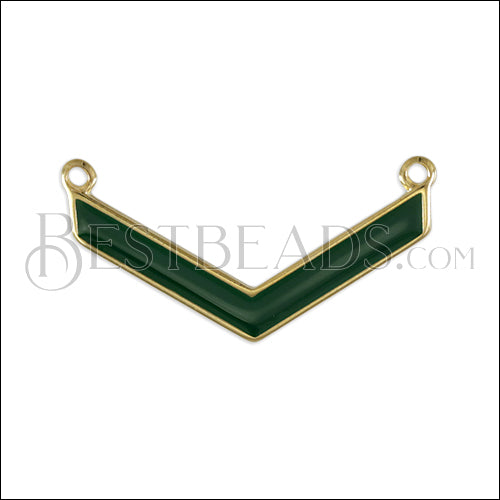 V connector charm GOLD EPOXY - Emerald - 5 pcs