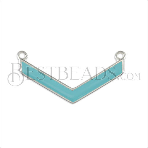 V connector charm SILVER EPOXY - Aqua - 5 pcs