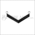 V connector charm SILVER EPOXY - Black - 5 pcs