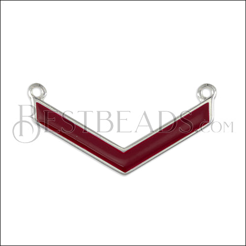 V connector charm SILVER EPOXY - Burgundy - 5 pcs
