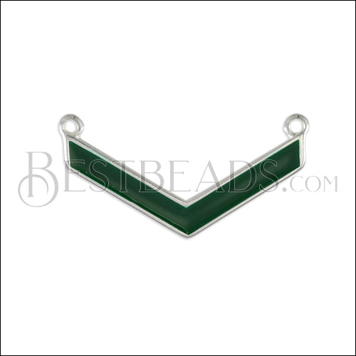 V connector charm SILVER EPOXY - Emerald - 5 pcs