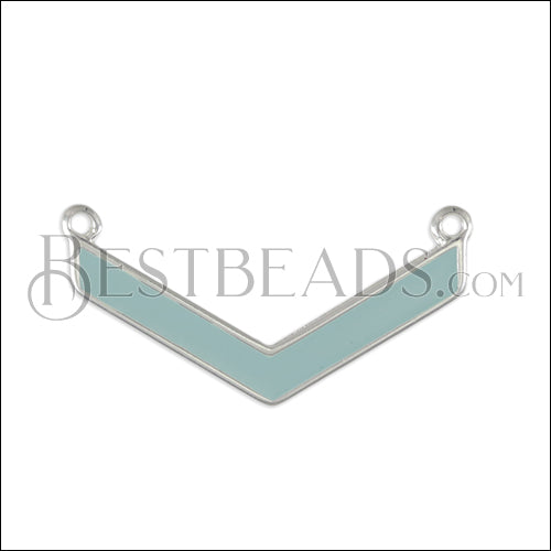 V connector charm SILVER EPOXY - Pale Jade - 5 pcs